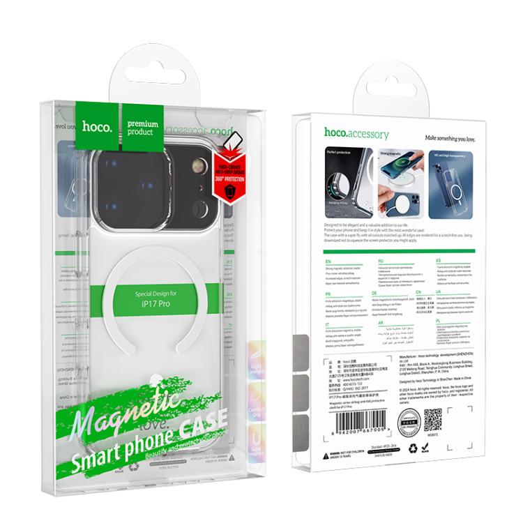 For iPhone 17 Pro hoco MagSafe Magnetic Series Airbag Shockproof Phone Case - Transparent