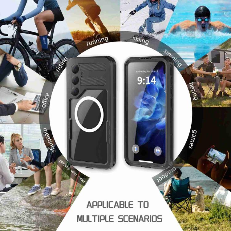 For Samsung Galaxy S25+ 5G RedPepper IP68 Waterproof Triple-proof MagSafe Phone Case - Black