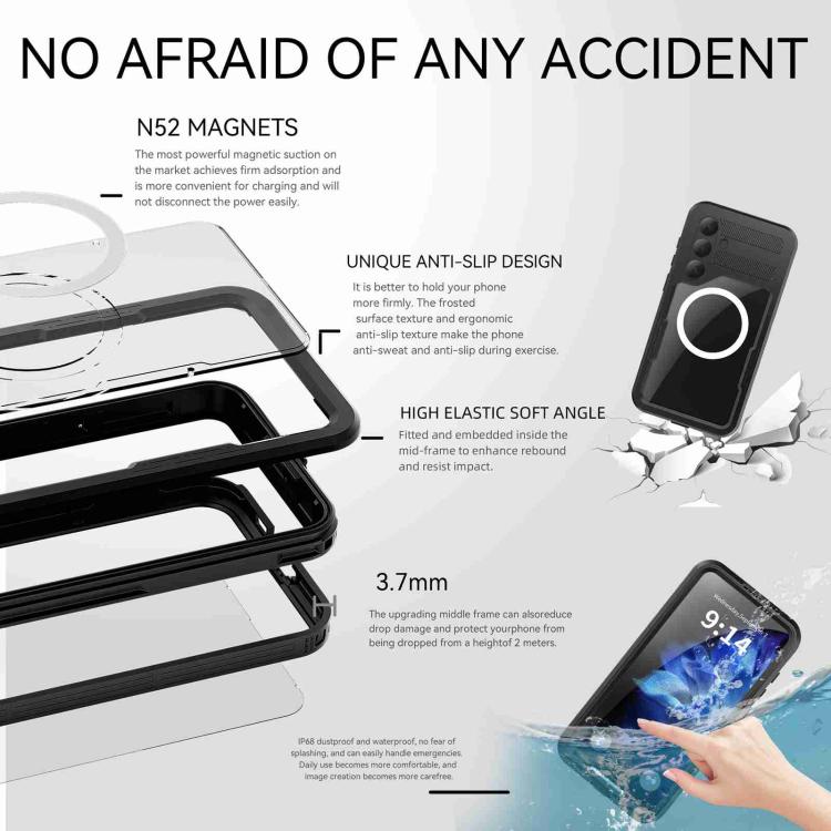 For Samsung Galaxy S25+ 5G RedPepper IP68 Waterproof Triple-proof MagSafe Phone Case - Black