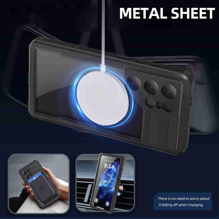 For Samsung Galaxy S25 Ultra 5G RedPepper IP68 Waterproof Triple-proof MagSafe Phone Case - Black