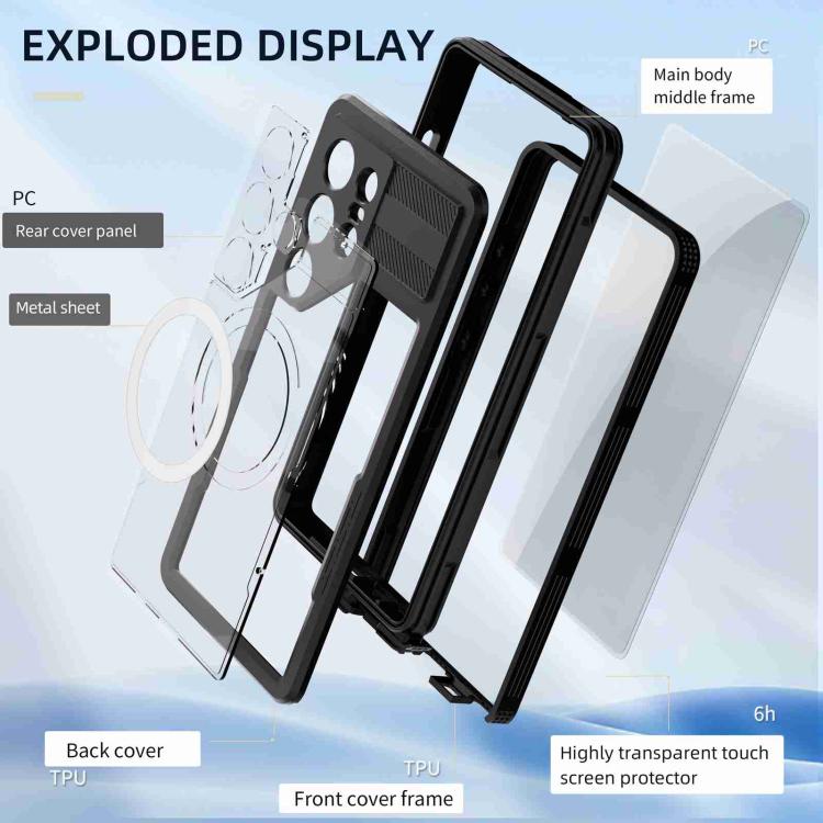 For Samsung Galaxy S25 Ultra 5G RedPepper IP68 Waterproof Triple-proof MagSafe Phone Case - Black