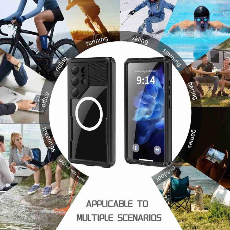 For Samsung Galaxy S25 Ultra 5G RedPepper IP68 Waterproof Triple-proof MagSafe Phone Case - Black