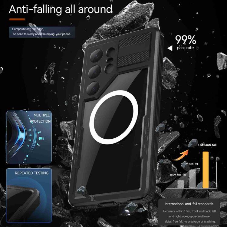 For Samsung Galaxy S25 Ultra 5G RedPepper IP68 Waterproof Triple-proof MagSafe Phone Case - Black
