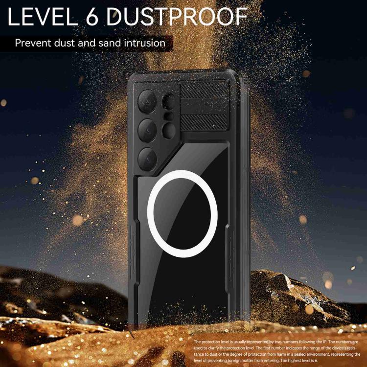 For Samsung Galaxy S25 Ultra 5G RedPepper IP68 Waterproof Triple-proof MagSafe Phone Case - Black