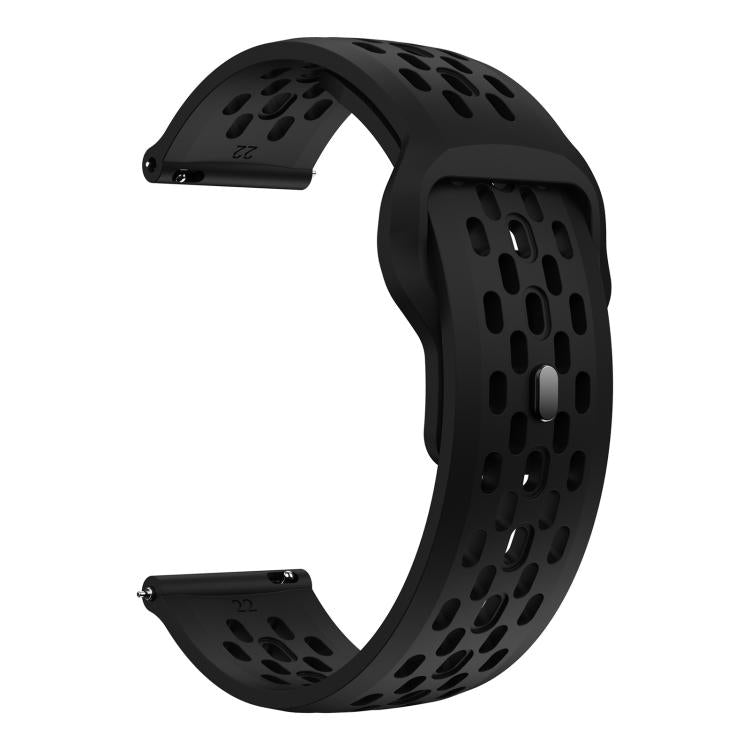 22mm xDfind Flat Head Breathable Hole Black Buckle Silicone Watch Band