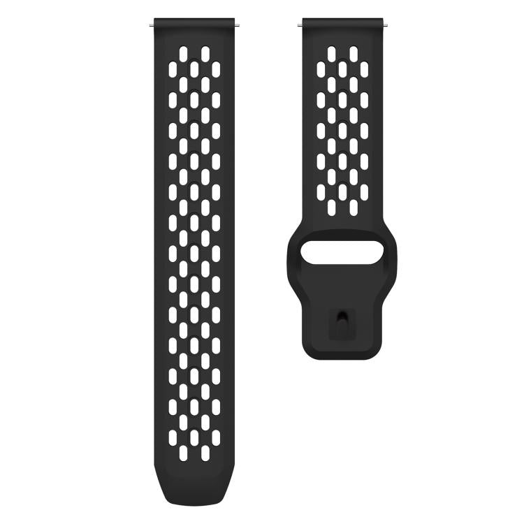 22mm xDfind Flat Head Breathable Hole Black Buckle Silicone Watch Band