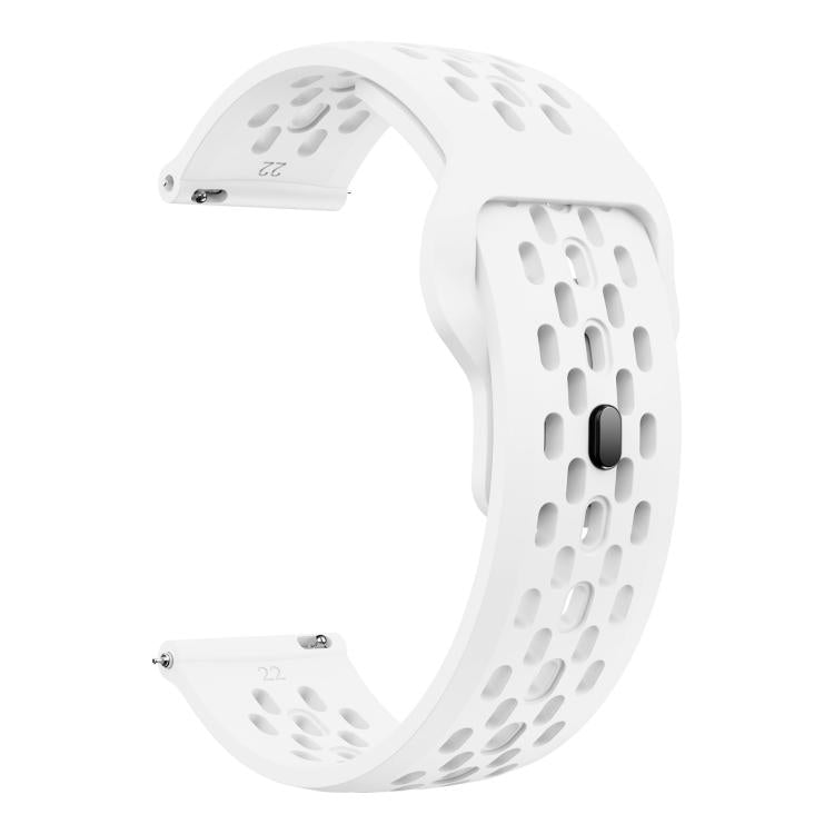 22mm xDfind Flat Head Breathable Hole Black Buckle Silicone Watch Band