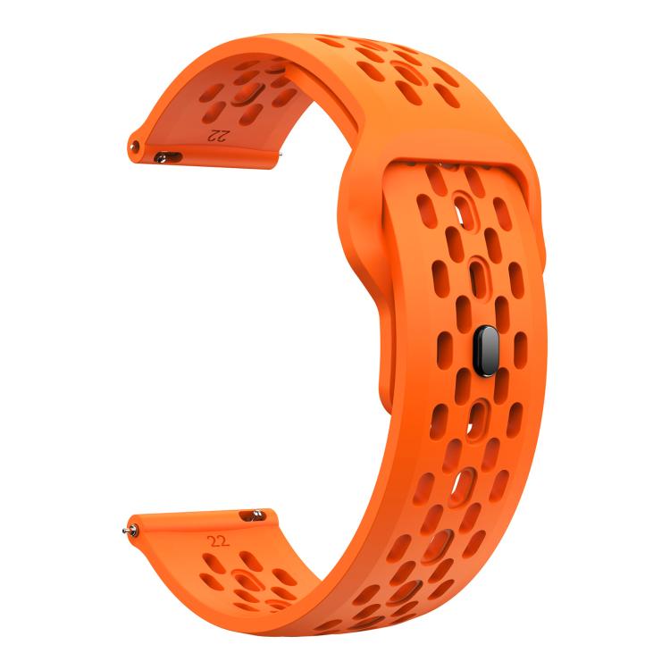 22mm xDfind Flat Head Breathable Hole Black Buckle Silicone Watch Band
