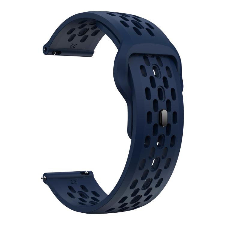 22mm xDfind Flat Head Breathable Hole Black Buckle Silicone Watch Band