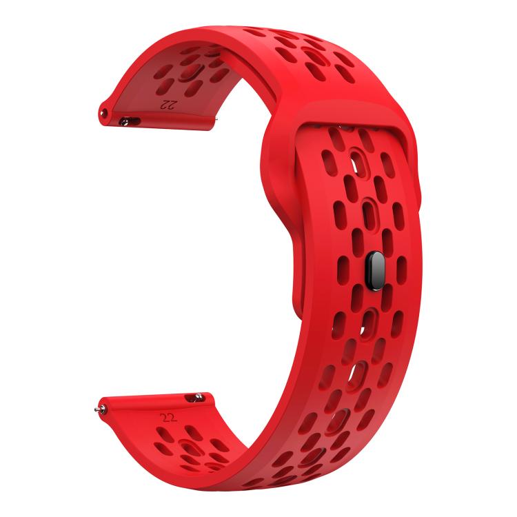 22mm xDfind Flat Head Breathable Hole Black Buckle Silicone Watch Band