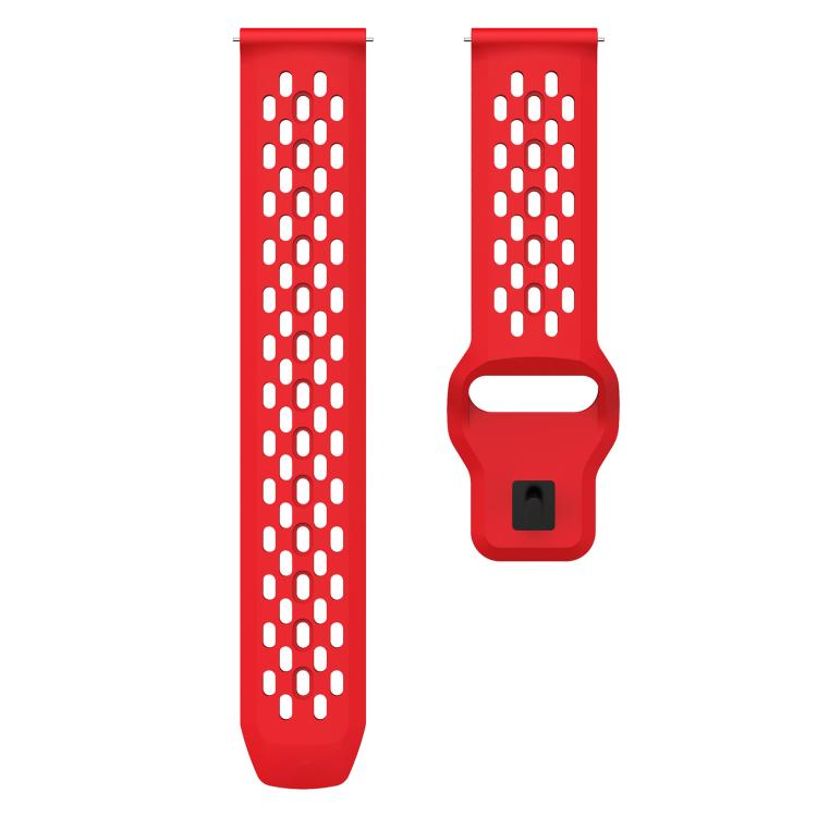 22mm xDfind Flat Head Breathable Hole Black Buckle Silicone Watch Band