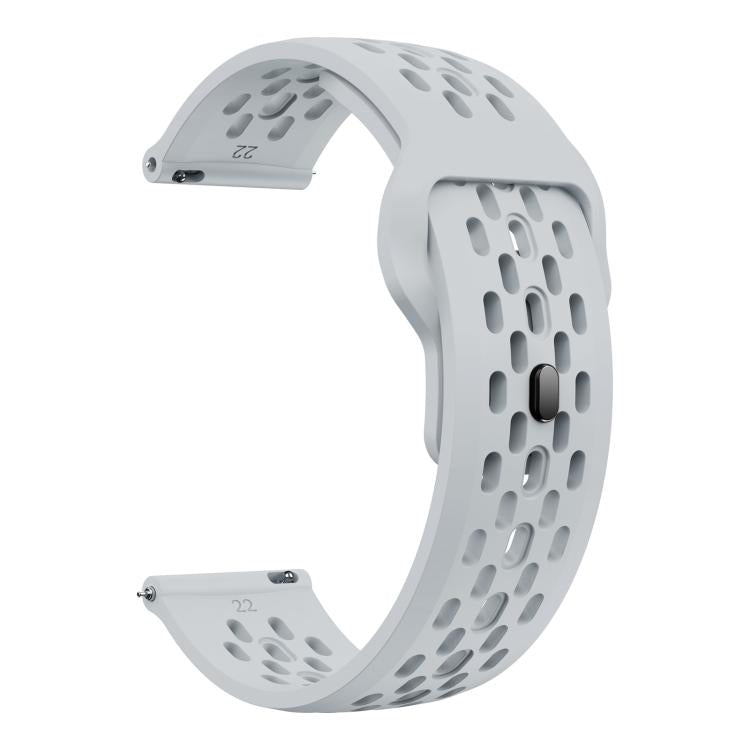 22mm xDfind Flat Head Breathable Hole Black Buckle Silicone Watch Band