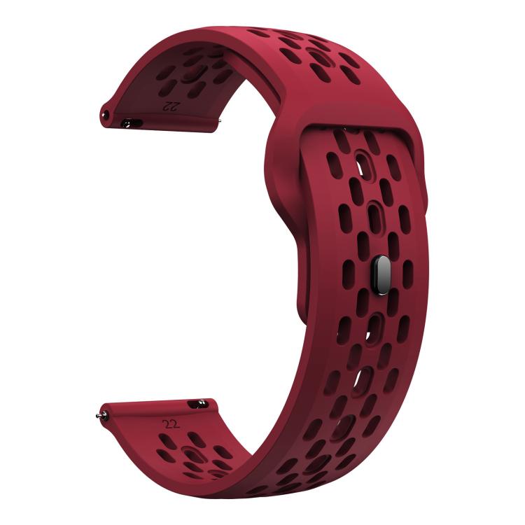 22mm xDfind Flat Head Breathable Hole Black Buckle Silicone Watch Band