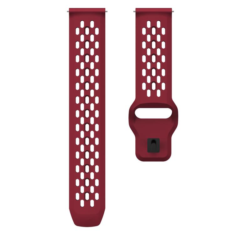 22mm xDfind Flat Head Breathable Hole Black Buckle Silicone Watch Band