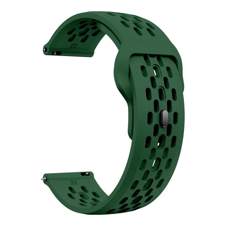 22mm xDfind Flat Head Breathable Hole Black Buckle Silicone Watch Band