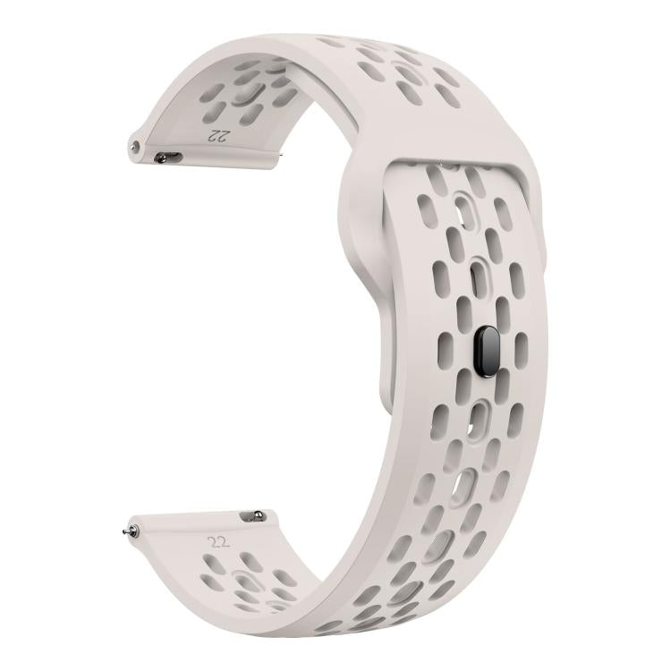 22mm xDfind Flat Head Breathable Hole Black Buckle Silicone Watch Band