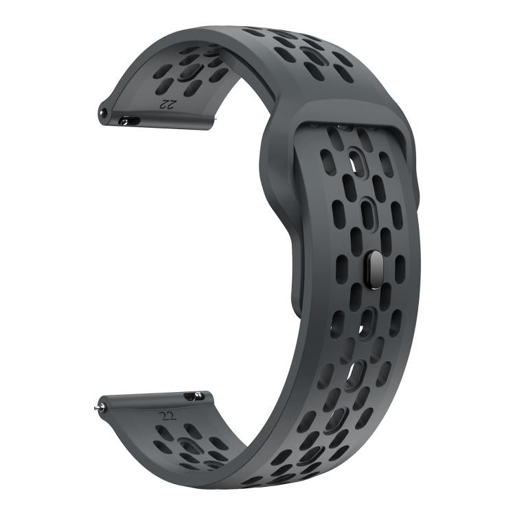 22mm xDfind Flat Head Breathable Hole Black Buckle Silicone Watch Band