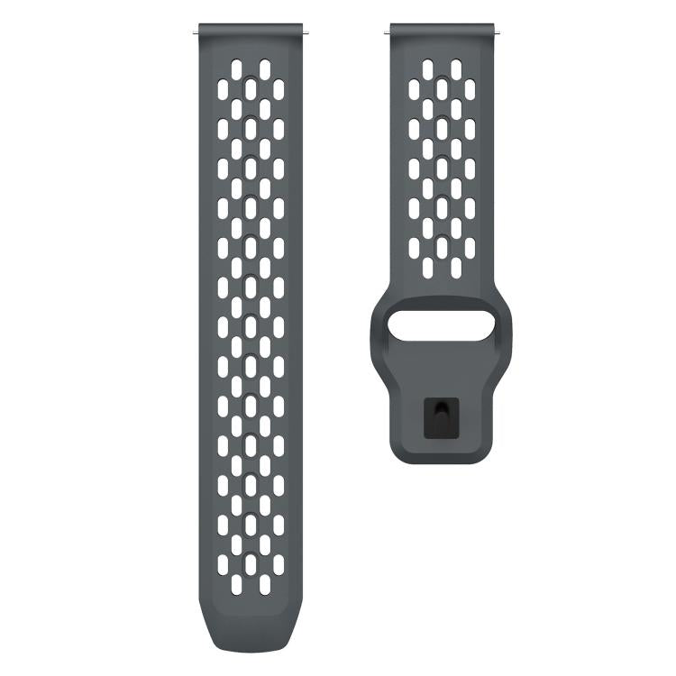 22mm xDfind Flat Head Breathable Hole Black Buckle Silicone Watch Band