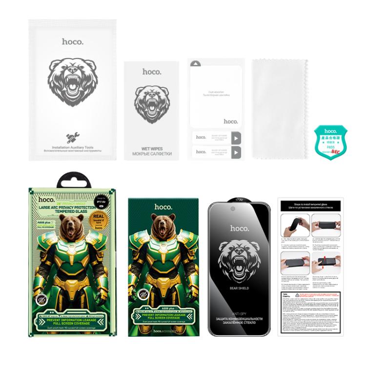For iPhone Air hoco A888 Plus Bear Shield Series Full Screen Anti-spy Tempered Glass Film