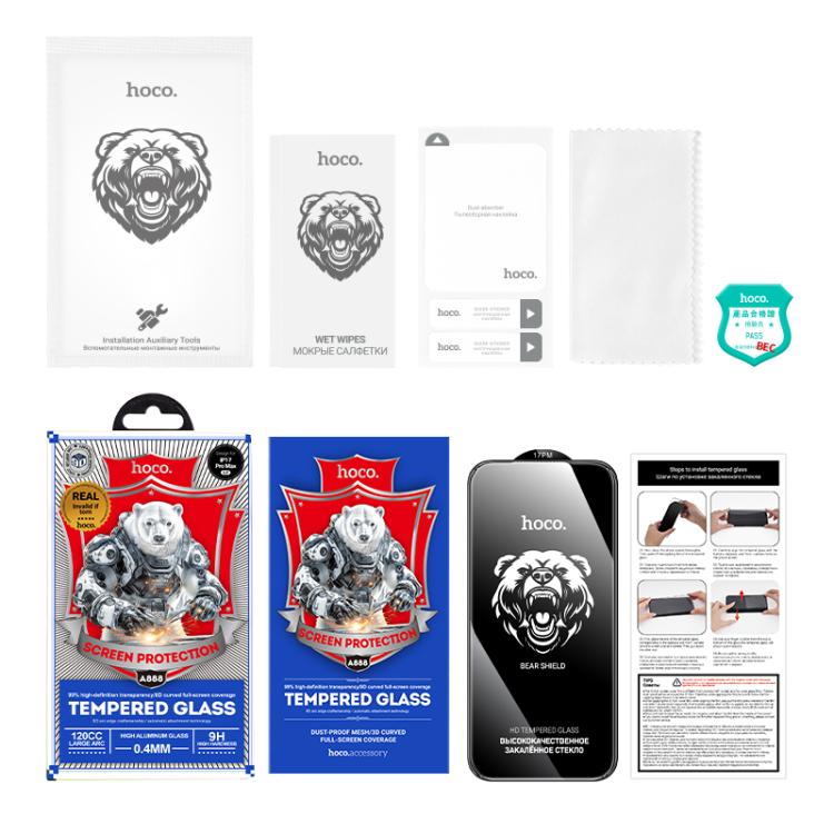 For iPhone 17 Pro Max hoco A888 Bear Shield Series Full Screen HD Tempered Glass Film