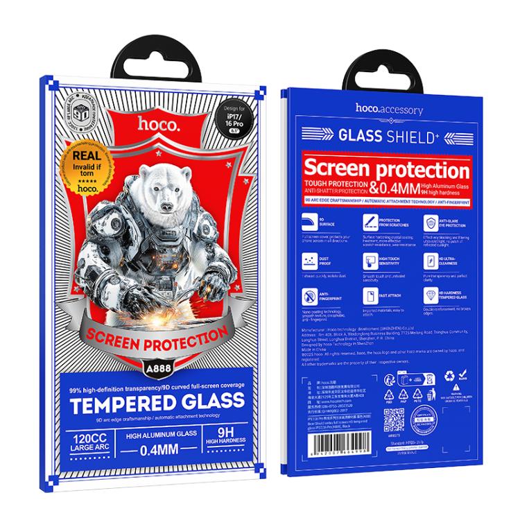 For iPhone 17 / 16 Pro hoco A888 Bear Shield Series Full Screen HD Tempered Glass Film