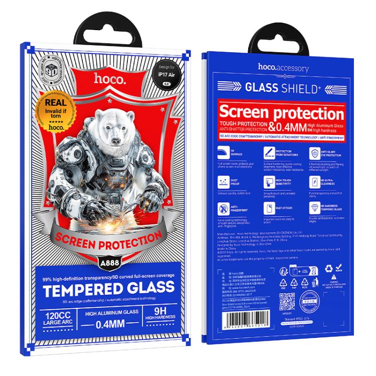 For iPhone Air hoco A888 Bear Shield Series Full Screen HD Tempered Glass Film