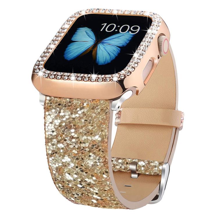 For Apple Watch 38 / 40 / 41 / S10 42mm xDfind Glitter Sequins Leather Watch Band