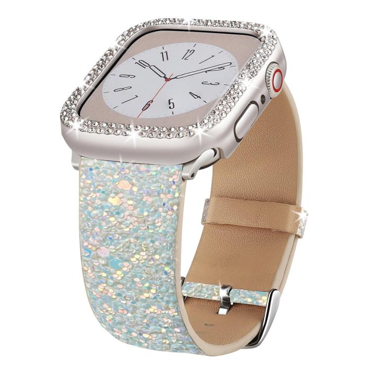 For Apple Watch 38 / 40 / 41 / S10 42mm xDfind Glitter Sequins Leather Watch Band