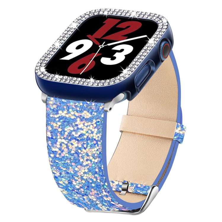 For Apple Watch 38 / 40 / 41 / S10 42mm xDfind Glitter Sequins Leather Watch Band