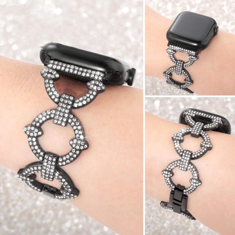 For Apple Watch 42 / 44 / 45 / 46 / 49mm xDfind O-shaped Diamond Metal Watch Band
