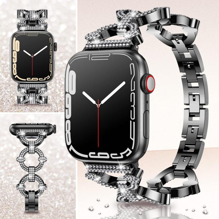 For Apple Watch 38 / 40 / 41 / S10 42mm xDfind O-shaped Diamond Metal Watch Band