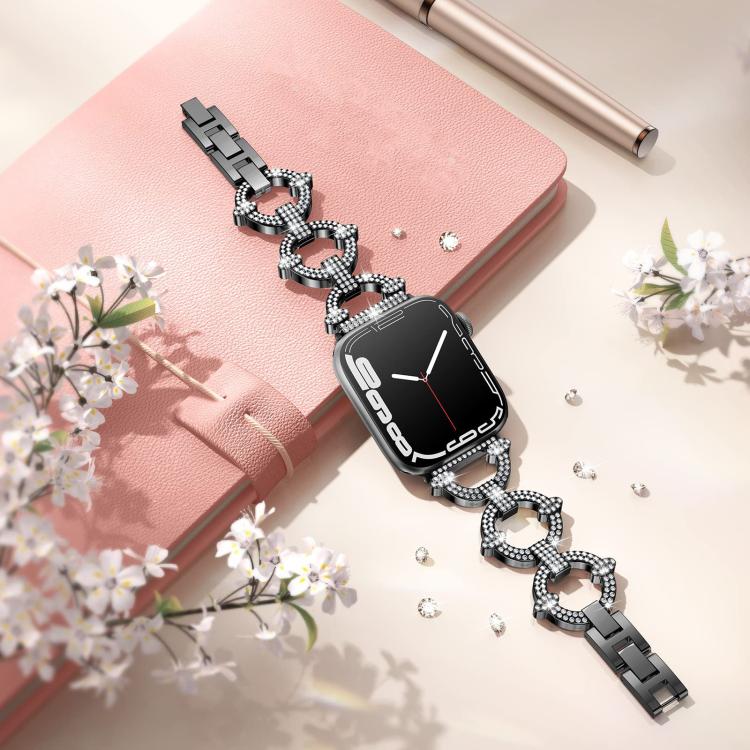 For Apple Watch 38 / 40 / 41 / S10 42mm xDfind O-shaped Diamond Metal Watch Band