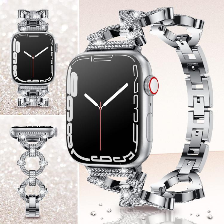 For Apple Watch 38 / 40 / 41 / S10 42mm xDfind O-shaped Diamond Metal Watch Band