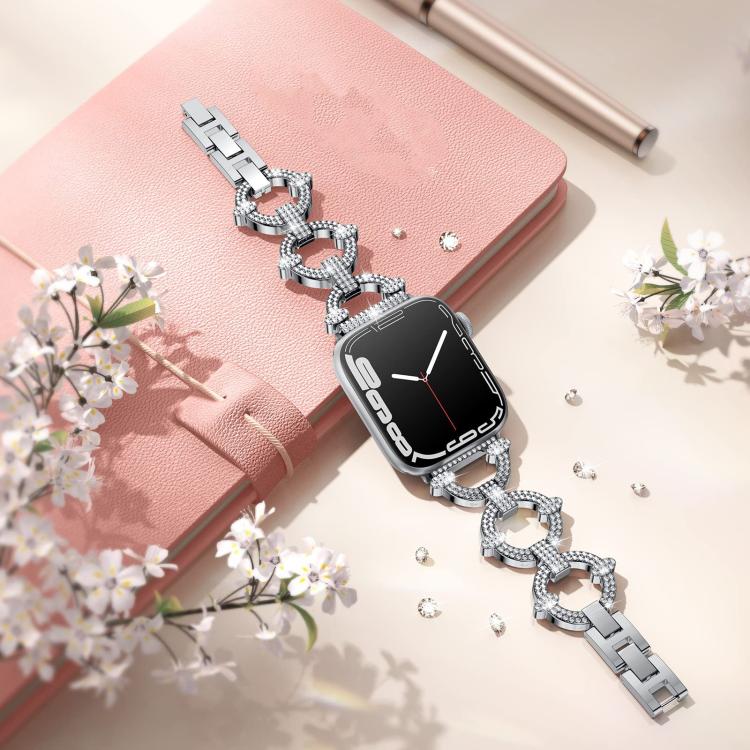 For Apple Watch 38 / 40 / 41 / S10 42mm xDfind O-shaped Diamond Metal Watch Band