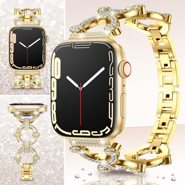 For Apple Watch 38 / 40 / 41 / S10 42mm xDfind O-shaped Diamond Metal Watch Band