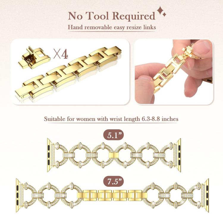 For Apple Watch 38 / 40 / 41 / S10 42mm xDfind O-shaped Diamond Metal Watch Band