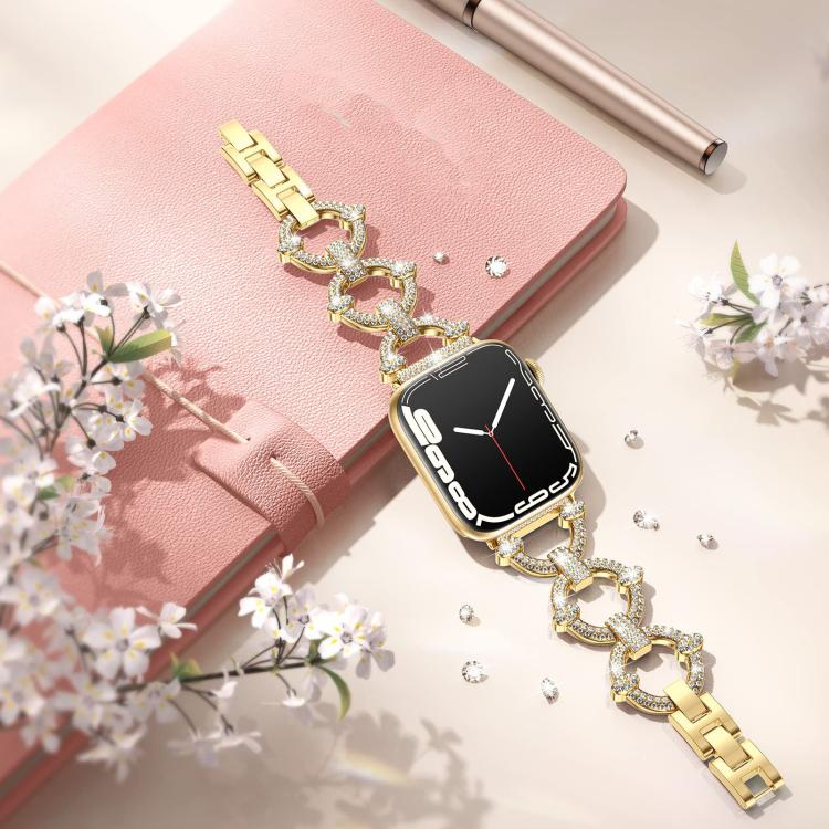 For Apple Watch 38 / 40 / 41 / S10 42mm xDfind O-shaped Diamond Metal Watch Band