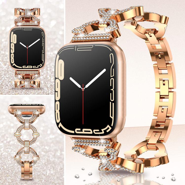 For Apple Watch 38 / 40 / 41 / S10 42mm xDfind O-shaped Diamond Metal Watch Band
