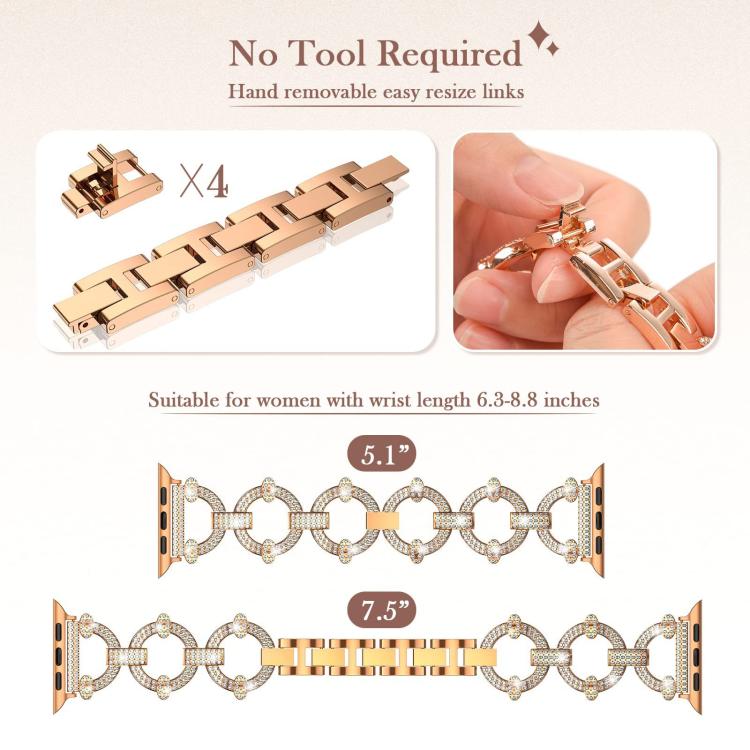 For Apple Watch 38 / 40 / 41 / S10 42mm xDfind O-shaped Diamond Metal Watch Band