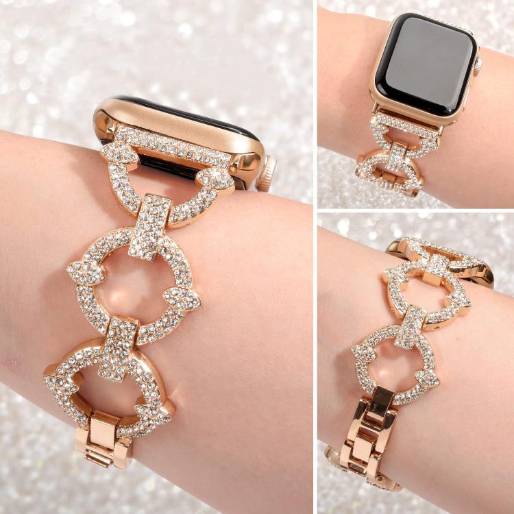 For Apple Watch 38 / 40 / 41 / S10 42mm xDfind O-shaped Diamond Metal Watch Band