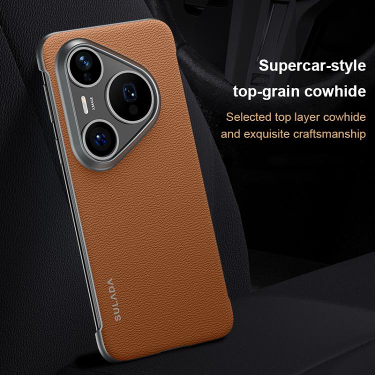 For Huawei Pura 80 Pro / Pura 80 Pro+ 5G SULADA Frameless Top Layer Cowhide Leather PC Phone Case