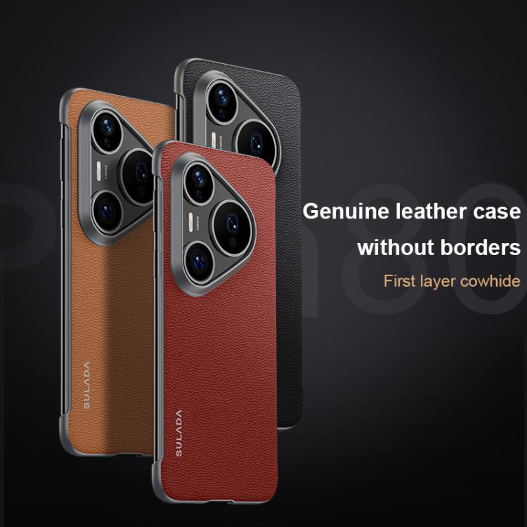 For Huawei Pura 80 Ultra 5G SULADA Frameless Top Layer Cowhide Leather PC Phone Case