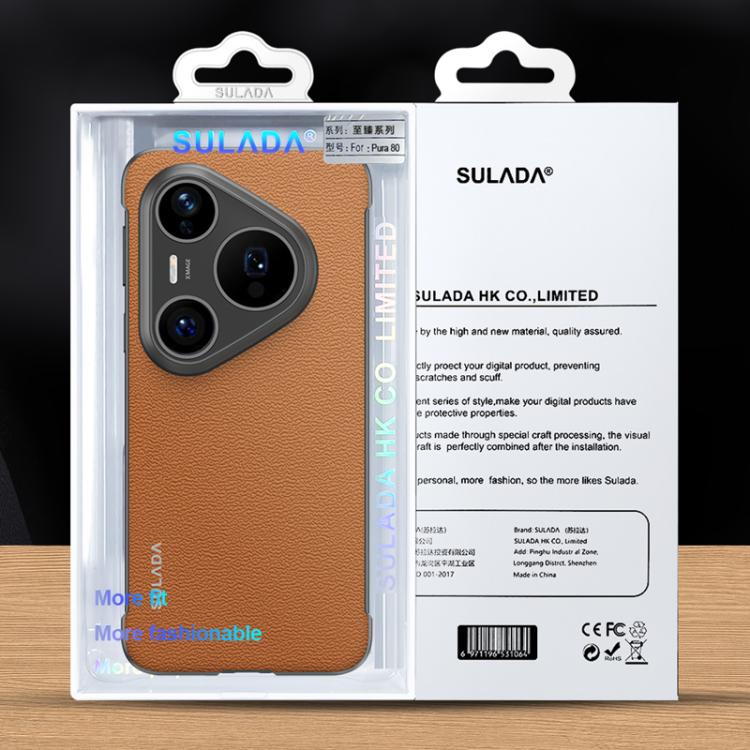 For Huawei Pura 80 5G SULADA Frameless Top Layer Cowhide Leather PC Phone Case