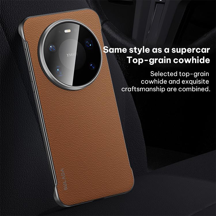 For Huawei Mate 80 Pro Max SULADA Frameless Top Layer Cowhide Leather PC Phone Case