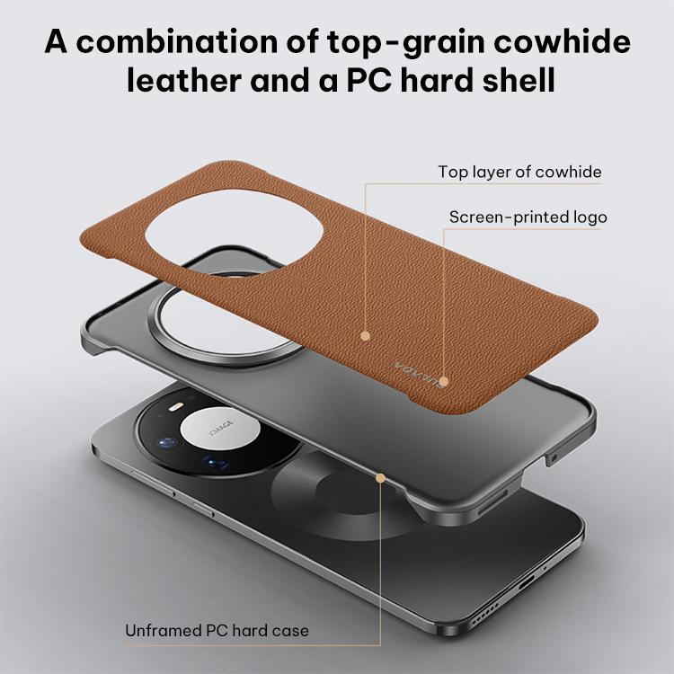 For Huawei Mate 80 / Mate 80 Pro SULADA Frameless Top Layer Cowhide Leather PC Phone Case