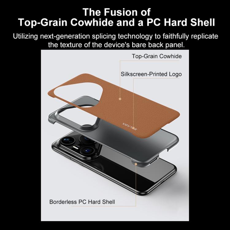 For Huawei Pura 90 Pro Max 5G SULADA Frameless Top Layer Cowhide Leather PC Phone Case