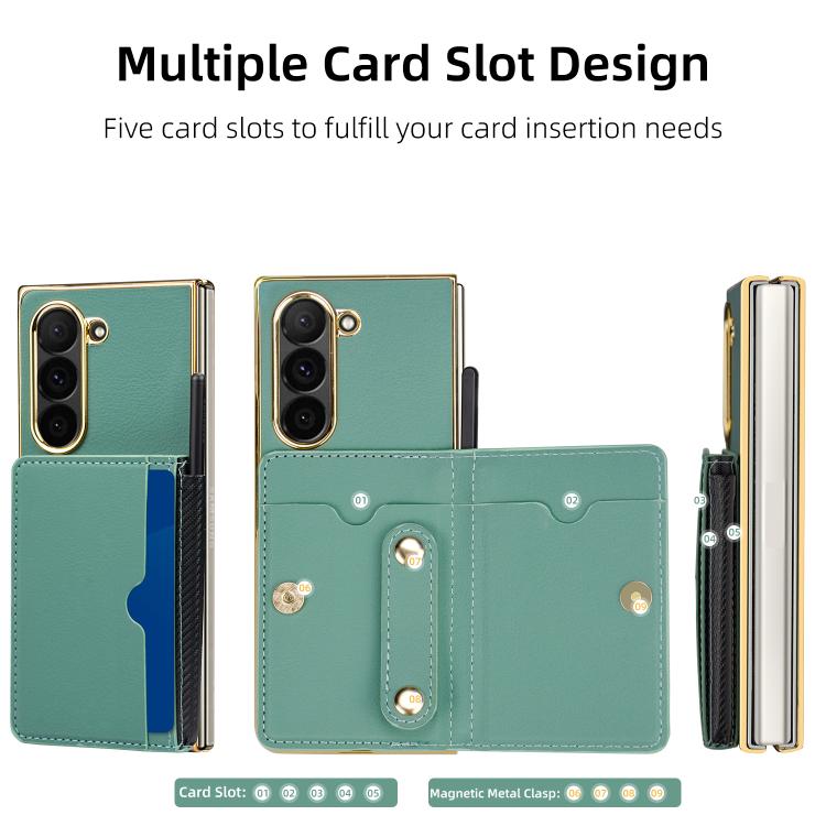For Samsung Galaxy Z Fold6 VIETAO Film Integrated Multiple Card Slots Flip Stand PU Phone Case