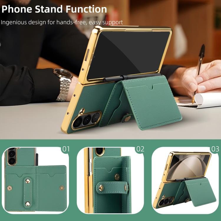 For Samsung Galaxy Z Fold6 VIETAO Film Integrated Multiple Card Slots Flip Stand PU Phone Case