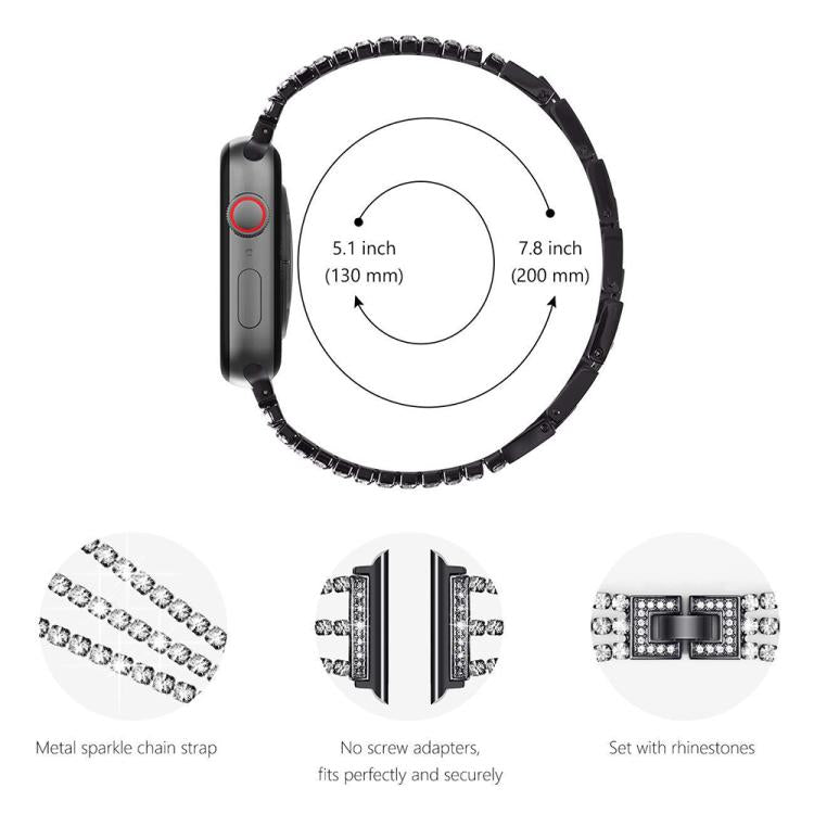 For Apple Watch 38 / 40 / 41 / S10 42mm xDfind Three Diamond Metal Watch Band