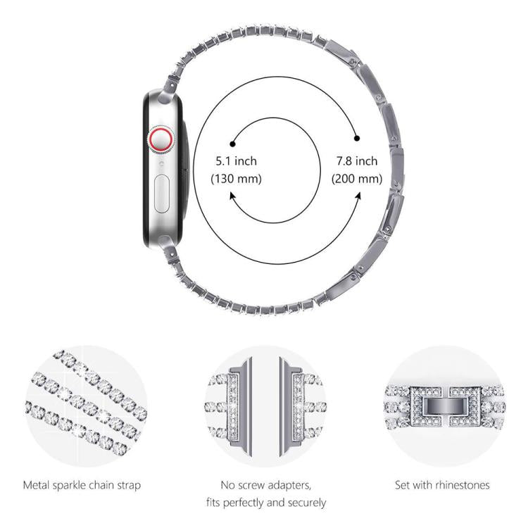 For Apple Watch 38 / 40 / 41 / S10 42mm xDfind Three Diamond Metal Watch Band